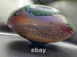 Steven Forbes-deSoule Raku Art Pottery Vase Vessel Multicolor Signed 13 NC Vtg
