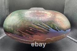 Steven Forbes-deSoule Raku Art Pottery Vase Vessel Multicolor Signed 13 NC Vtg