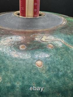 Steven Forbes-deSoule Raku Art Pottery Vase Vessel Multicolor Signed 13 NC Vtg