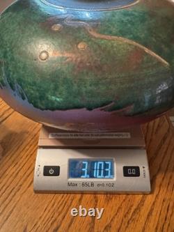 Steven Forbes-deSoule Raku Art Pottery Vase Vessel Multicolor Signed 13 NC Vtg