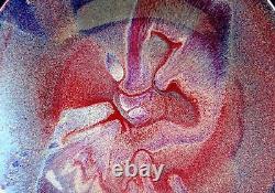 Studio Art Pottery Artist Signed Flambe Glaze Vintage 11 3/8 Wall Hanging Bowl