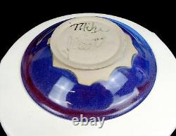 Studio Art Pottery Artist Signed Flambe Glaze Vintage 11 3/8 Wall Hanging Bowl