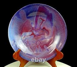 Studio Art Pottery Artist Signed Flambe Glaze Vintage 11 3/8 Wall Hanging Bowl