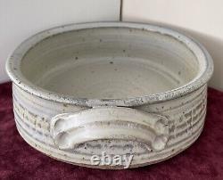 Studio Art Pottery Casserole Bowl Hand Thrown with Handles Signed mf 4 85 MCM