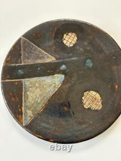 Studio Art Pottery Charger MCM Abstract Geometric Plate By Ham 1957 Vintage 9