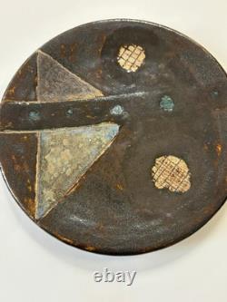 Studio Art Pottery Charger MCM Abstract Geometric Plate By Ham 1957 Vintage 9