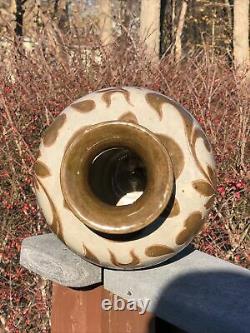 Studio Art Pottery Hand Tooled Brown & Tan Glazed Large Vase Fantastic