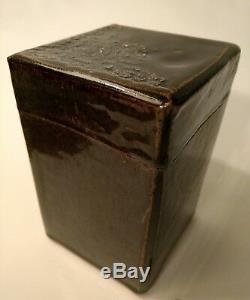 Studio Art Pottery Square Slab Tea Caddy Vtg Lidded Stoneware Box Artist Signed