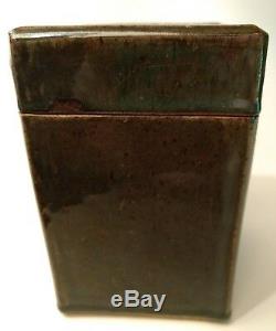 Studio Art Pottery Square Slab Tea Caddy Vtg Lidded Stoneware Box Artist Signed