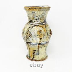 Studio Art Pottery Vase Signed Larry Clegg Textured Sea Life Design Vintage USA