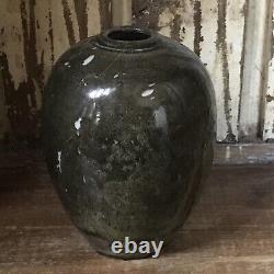Studio Art Pottery Vase Weed Pot Rare Ikebana Vessel Tortoiseshell Rare Signed
