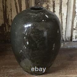 Studio Art Pottery Vase Weed Pot Rare Ikebana Vessel Tortoiseshell Rare Signed