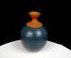 Studio Art Pottery Vintage Wheel Thrown Stoneware Blue Glaze 5 1/2 Bud Vase