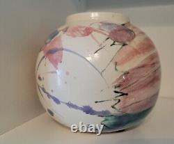 Studio Art Vase Ceramic Pottery Signed Sara Kira 1991 Pastel Multicolor Vtg