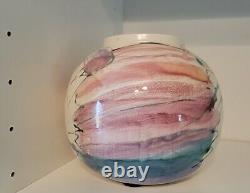 Studio Art Vase Ceramic Pottery Signed Sara Kira 1991 Pastel Multicolor Vtg