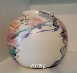 Studio Art Vase Ceramic Pottery Signed Sara Kira 1991 Pastel Multicolor Vtg