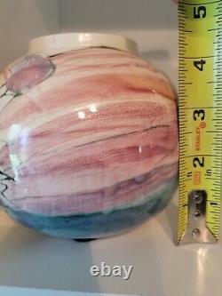 Studio Art Vase Ceramic Pottery Signed Sara Kira 1991 Pastel Multicolor Vtg