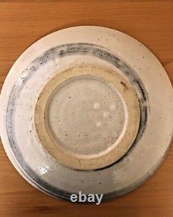 Studio Art crackle pottery Kohiki stoneware platter. 12 diam. Japanese