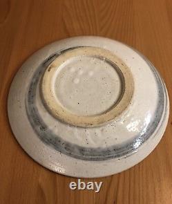 Studio Art crackle pottery Kohiki stoneware platter. 12 diam. Japanese