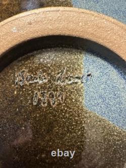 Studio Pottery Bowl Made By Artist Beate Larsen with Mottled Glaze