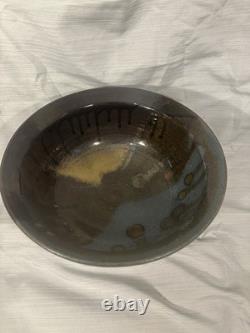 Studio Pottery Bowl Made By Artist Beate Larsen with Mottled Glaze