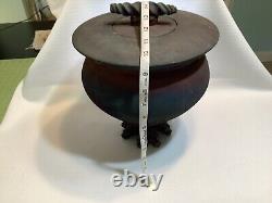 Studio Pottery Iridescent Raku LARGE Pot Witch's Cauldron Matte Finish Signed