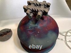 Studio Pottery Iridescent Raku LARGE Pot Witch's Cauldron Matte Finish Signed