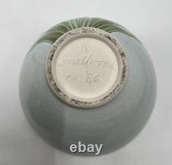 Studio Pottery K. Smallwood Vase with Purple Flowers Vintage 1986