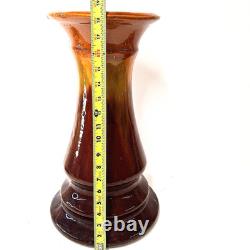 Studio Pottery Pedestal Vase Brown Drip Glaze MCM Vintage