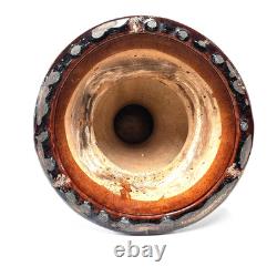 Studio Pottery Pedestal Vase Brown Drip Glaze MCM Vintage
