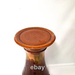 Studio Pottery Pedestal Vase Brown Drip Glaze MCM Vintage