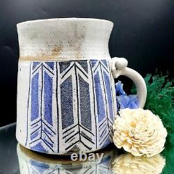 Studio Pottery Pitcher 1977 Signed Sakoda Stoneware Earthenware Arrow Design