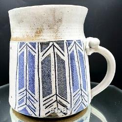 Studio Pottery Pitcher 1977 Signed Sakoda Stoneware Earthenware Arrow Design