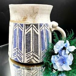 Studio Pottery Pitcher 1977 Signed Sakoda Stoneware Earthenware Arrow Design