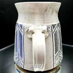 Studio Pottery Pitcher 1977 Signed Sakoda Stoneware Earthenware Arrow Design