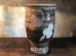 Studio Pottery Vase Large Signed Vintage Floral Crock Textured Mid Century Pot