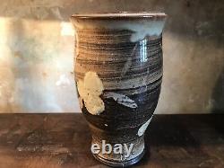 Studio Pottery Vase Large Signed Vintage Floral Crock Textured Mid Century Pot