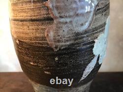 Studio Pottery Vase Large Signed Vintage Floral Crock Textured Mid Century Pot