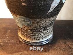 Studio Pottery Vase Large Signed Vintage Floral Crock Textured Mid Century Pot