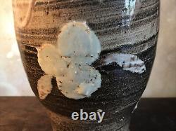 Studio Pottery Vase Large Signed Vintage Floral Crock Textured Mid Century Pot