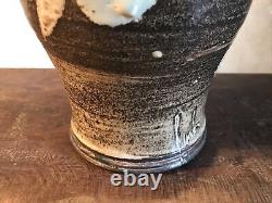 Studio Pottery Vase Large Signed Vintage Floral Crock Textured Mid Century Pot