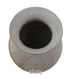 Studio Pottery Vase Nancy Valk Round Brown Vintage Signed Glazed Stoneware