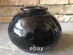 Studio Pottery Vase Signed Brown Textured Abstract Vintage Art Rare Ceramic Pot
