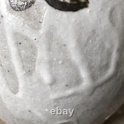 Studio Pottery Vase Signed Vintage Brown And Cream Jug Mid Century Floral Heavy
