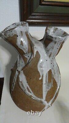 Studio pottery brutalist vase signed J. WILLIAMS mid century rare heavy hand made