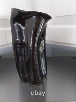 Stunning Studio Art Pottery VASE Signed Vintage MCM Primitive