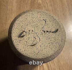 Susan Brown Freeman incised studio art pottery beige brown blue glaze signed VTG