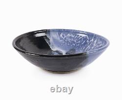 Sylvia Kirby Ceramic Bowl Studio Pottery Vintage Large Abstract Purple Black