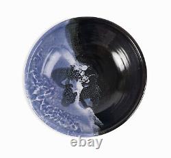 Sylvia Kirby Ceramic Bowl Studio Pottery Vintage Large Abstract Purple Black