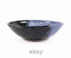 Sylvia Kirby Ceramic Bowl Studio Pottery Vintage Large Abstract Purple Black